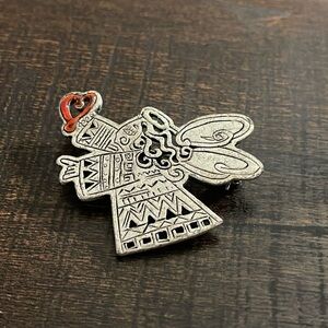 🧡3/$15 EUC CHICO'S Silver and Red Angel Brooch